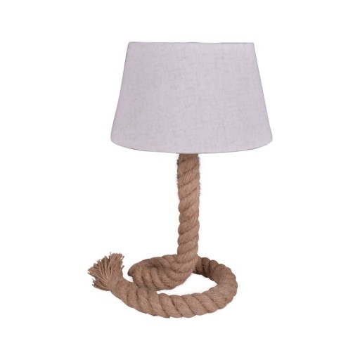 Table lamp with text blower "Rope", table lamp made of metal, plastic, jute and textile in white, with E14 version, for living rooms, hallway or office, 40 cm high