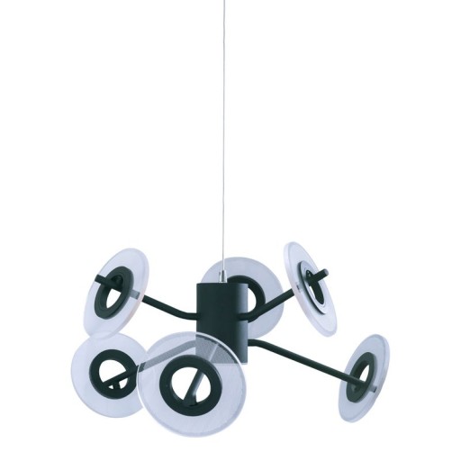 LED Pendelleuchte "DISCUS" aus schwarzem Metall und weißem Kunststoffmit fest verbauten LEDs, Hängelampe für Esszimmer, Wohnzimmer, Diele oder Büro mit einem Øvon ca. 57 cm