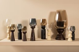 Qez Brown Mango Wood Stormlight Luster Glass M