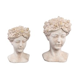 Sherlene Cream Cement Face Shaped Statue High