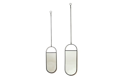 Mirror - Round Wall Mirrors - Metal - Black - 22x60|9x50cm