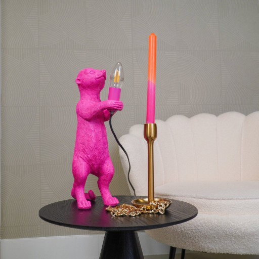 Tafellamp - Meerkat - Polyresin - Roze - 15x10x38cm