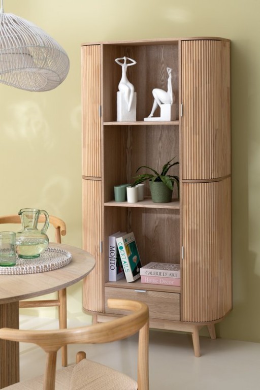 J -Line Cabinet Cases Round - Pine Wood - Naturel