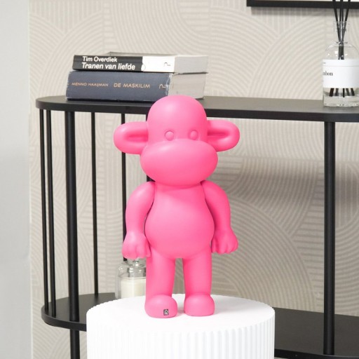 Ornament - Monkey Figurine 'The Legend'- Polyresin - Pink - 33x21x50cm