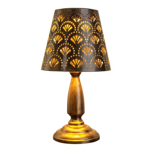 LED Solartischleuchte "ELSA" - Außen Tischleuchte aus Metall in Altmessing, mit integrierten LEDs