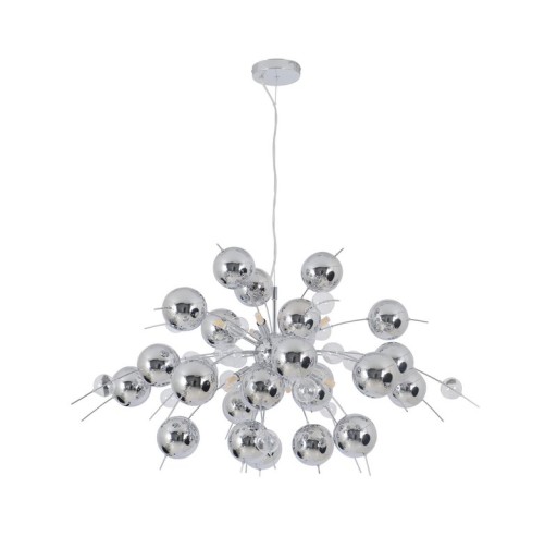 Pendant lamp "explosion" chrome made of metal and glass, G9 versions, hanging lamp for dining room, living room, hallway or office, Øca. 98 cm
