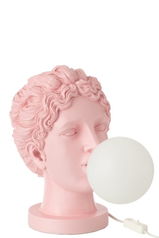 J-Line Table Lamp Lady Head Resin Rose