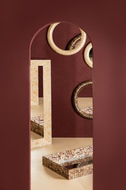 Chelsae Cream Poly Rectangle Shell Mirror