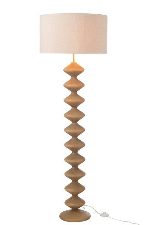 J-Line Floor Lamp Caterpillar Poplar Wood Natural/Gray