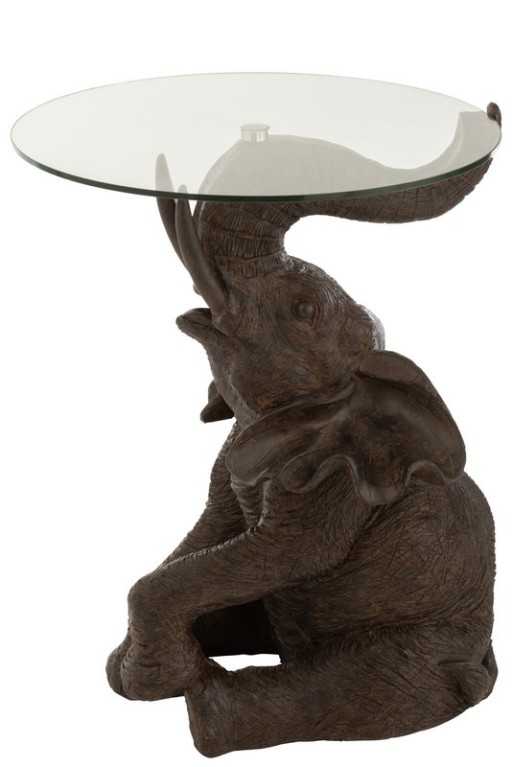 J-Line table Elephant - poly/glass - dark brown