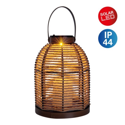 LED solar light "Korbinian" for garden and terrace, decorative lamp made of metal with jute tension in nature, firmly built -in LEDs, solar lamp for outside 29 x 21 cm
