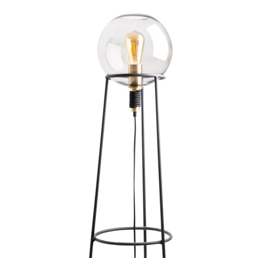 Stacking lamp "Stelo", modern floor lamp made of black metal and smoke glass, E27 socket, 128.5 cm high, for dining room, living room, hallway or office,