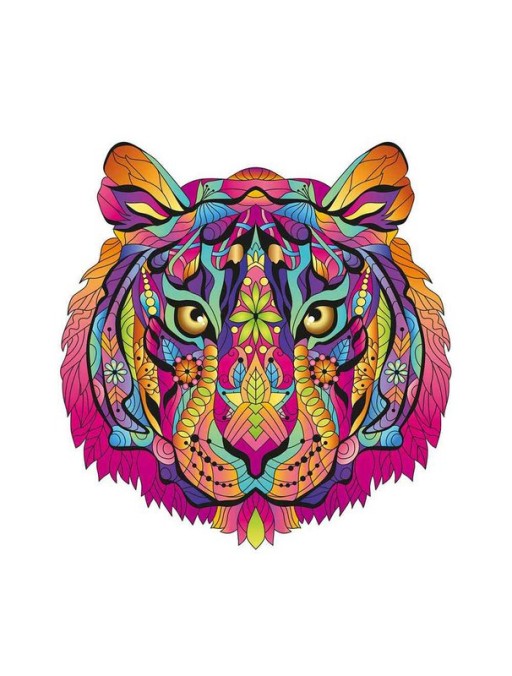 Logic Giochi Mandala Wooden Jigsaw Puzzle Tiger/Tiger, 26.9x28 cm