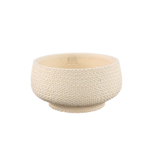 Laim Cream Cement Round Bowl Dots Pattern L