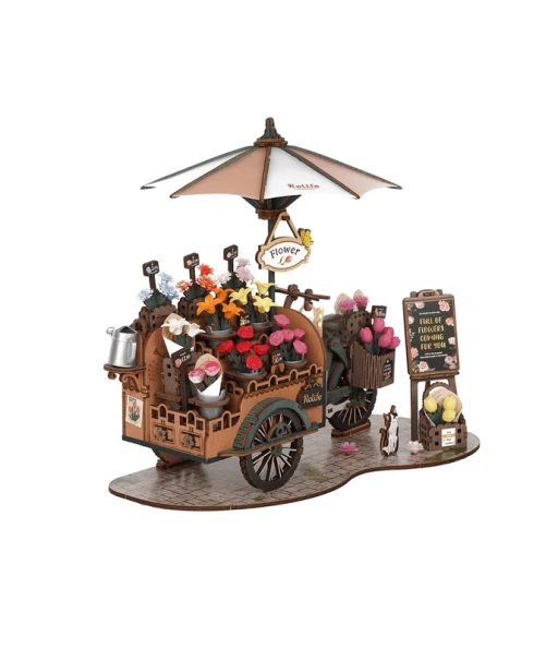DIY 3D Wooden Model Construction Package, Blossom Cart, Robotime, TGS03, 24.2x16.3x21cm