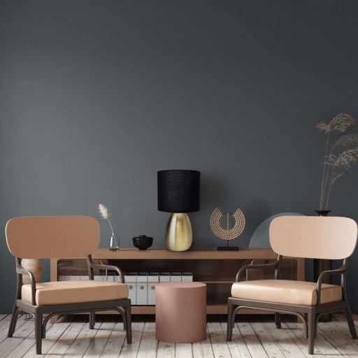 Tischleuchte "AURUM" 33 cm hoch in Gold/schwarz, aus Metall und Textil, mit E14-Fassung, Beleuchtung für Esszimmer, Wohnzimmer, Diele oder Büro