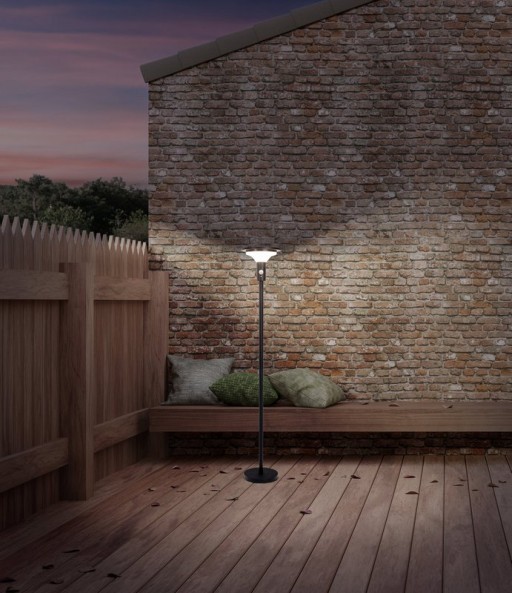 LED Solarstehleuchte "NORA" , für Außen, Stehleuchte - Metall und Kunststoff in Schwarz, mit integrierter LED