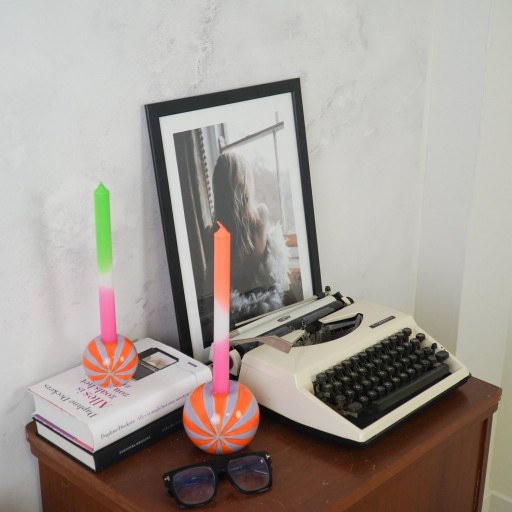 Kandelaar - Swirl- oranje/lila - 10x10x10cm