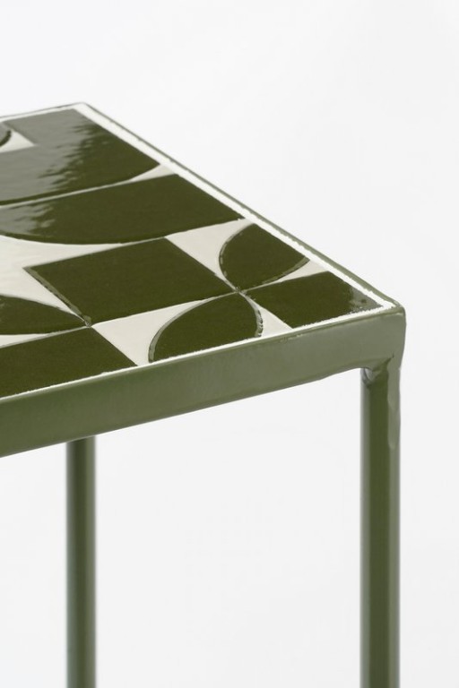 Bologna side table outside - set of 3 - L28 x B28 x H67 cm - Metal - Dark green