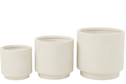 J -Line Bloempot Misty - Ceramics - White - 3 pieces - Ø 37 cm
