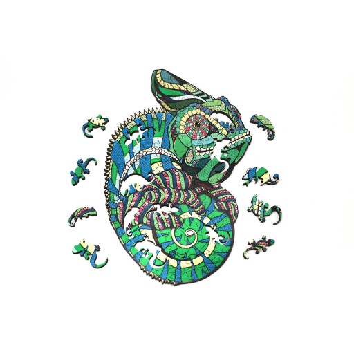 Eco Wood Art (EWA) Houten Legpuzzel Kameleon/ Chameleon size S, 1867, 26x19,6x0,5cm
