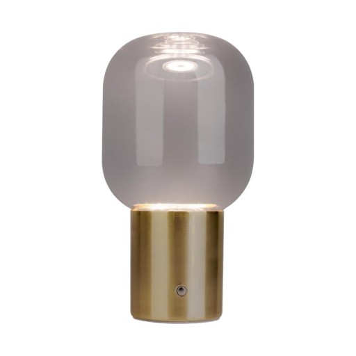 Akku-Tischleuchte "ALBERO" Deko-Tischleuchte aus messingfarbenem Metall und Glas mit fest verbauten LEDs, dimmbar mit Berührungssensor, 25 cm hoch