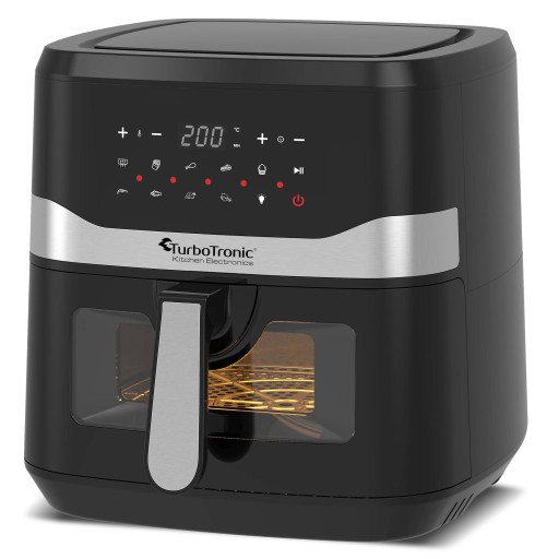 Heteluchtfriteuse met Raam - 7,5 Liter - Zwart TurboTronic AF7W Airfryer XL -