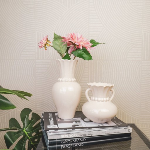 Vaas - parelhals - keramiek- zand- 12x12x24cm