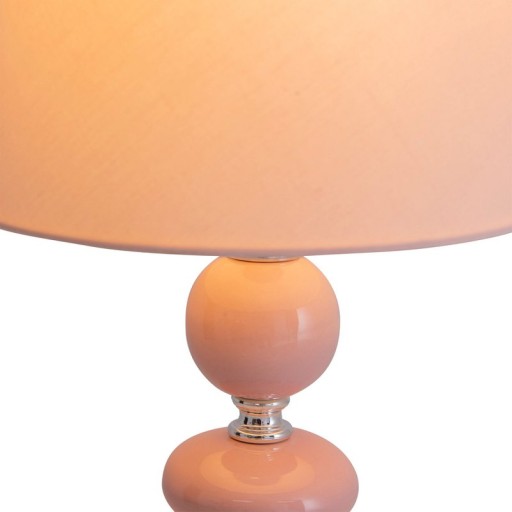 Ceramic table lamp "Araga" 36 cm high, table lamp made of metal, ceramic, with text blades, pink, with E14 socket, lighting for dining room, living room, hallway or office,