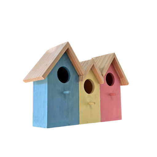 Eenvoudige Houten Vogelhuisjes voor Buiten | Set van 2 | Met Zitstok