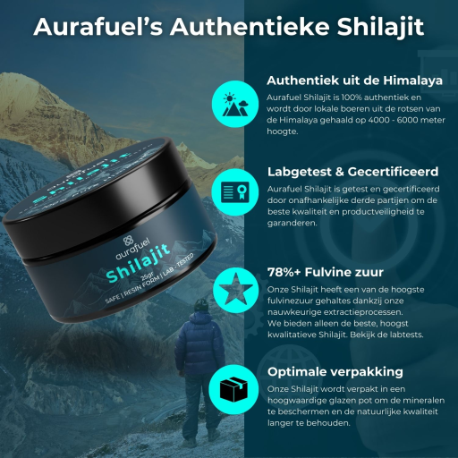 Aurafuel Pure Shilajit Resin | 100% Puur | Getest & Krachtig | Natuurlijk Supplement - 25 gram