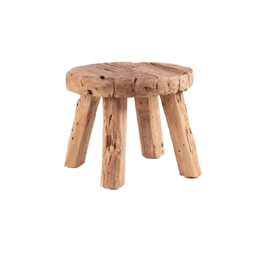 Marabunta Houten Bijzettafel | Naturel | Rustiek Teakhout | 50 cm