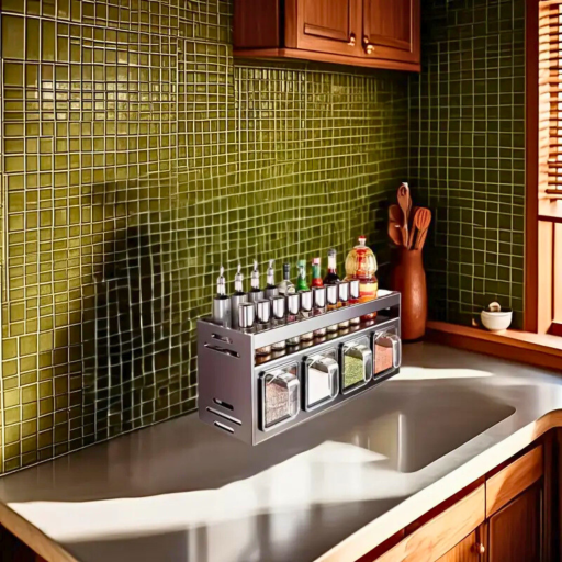 Kruidenrek Organizer Aluminium | Muurbevestigde Keukenopslag | Transparante Potten