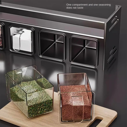 Kruidenrek Organizer Aluminium | Muurbevestigde Keukenopslag | Transparante Potten