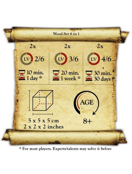 Brainteaser Leonardo's Set 6 in 1, (3x wood and 3x metal) Logica Giochi, LG675