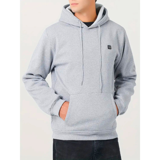 Verwarmde Hoodie met 7 Verwarmingszones | USB Oplaadbaar, 3 Warmtestanden & Capuchon – Heren – Polyester - Grijs - S
