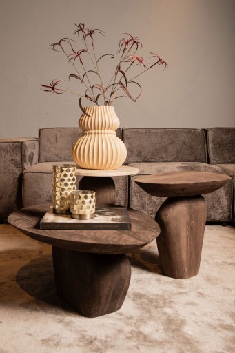 Harshad Brown Mango Wood Bijzettafel | Organisch Design 55x35x50 cm