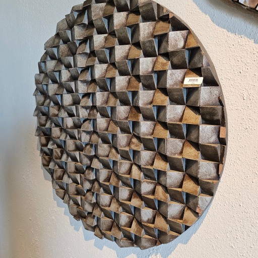Zoaya Bronze MDF Wandpaneel | 3D Cubes | Rond S – 90x90x3 cm