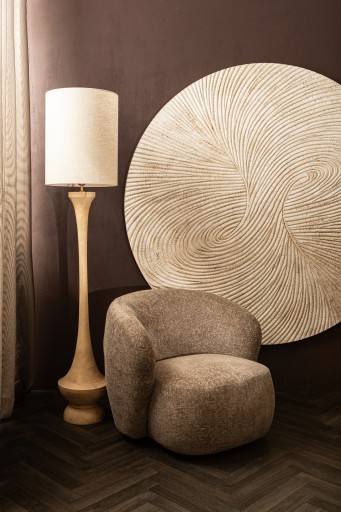 Wiktor White MDF Wandpaneel | Rond Swirl Carved L | 180x180x3,5 cm