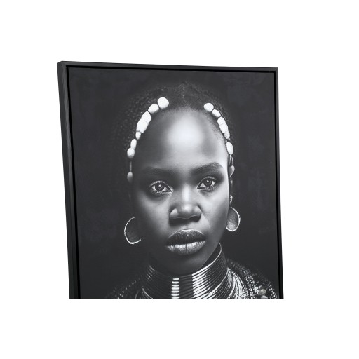 Romaan Black Schilderij | Polyester | Afrikaanse Vrouw S – 63x93x4 cm