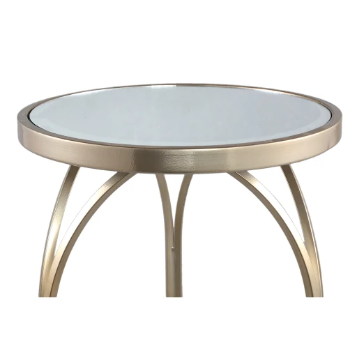 Rikka Sidetable Set | Goud IJzer | Spiegelblad Rond – Set van 2