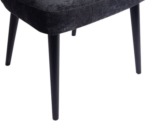 Fiori Eetkamerstoel | Antraciet | Zachte Stof | Zwarte Houten Poten