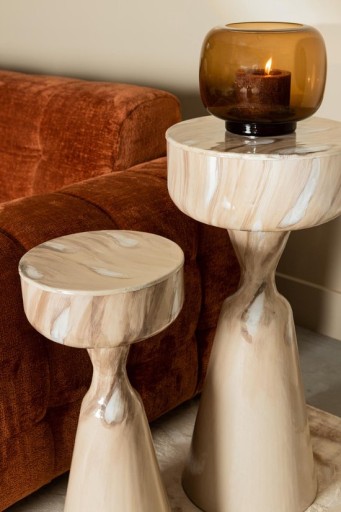 Maran Sidetable | Crème | Ronde Celvorm | Shiny – Large