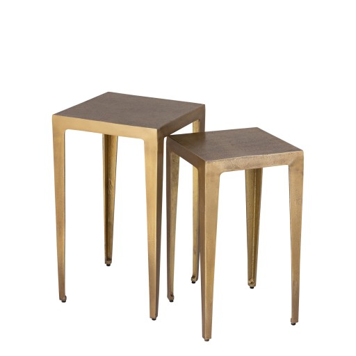 Rivva Sidetable Set | Messing | Vierkant | 2-delig – Low