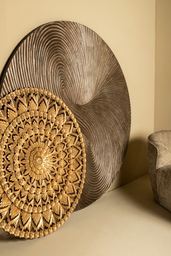 Wiktor Bruin MDF Rond Wandpaneel | Swirl Carved L