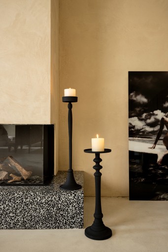 Zival Kaarsenhouder | Zwart Aluminium Rond Hoog 80 cm