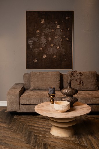 Callain Salontafel | Mangohout & Marmeren Blad | Rond | 90x90x40 cm