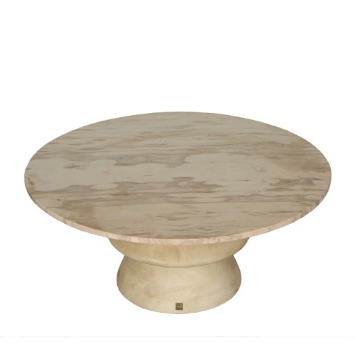 Callain Salontafel | Mangohout & Marmeren Blad | Rond | 90x90x40 cm