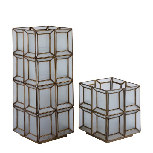 Layra Tafellamp | Wit Melkglas & Antieke Afwerking | 63 cm Hoog