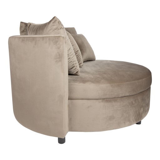 Fayen Loveseat | Fluweel Sand | Half Ronde Luxe Fauteuil | 121x121x68 cm